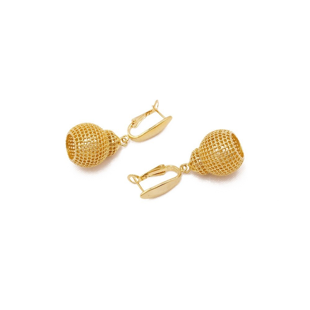 Gold Mesh Ball Pendant Necklace & Earrings Set – Filigree Hollow Sphere Jewelry