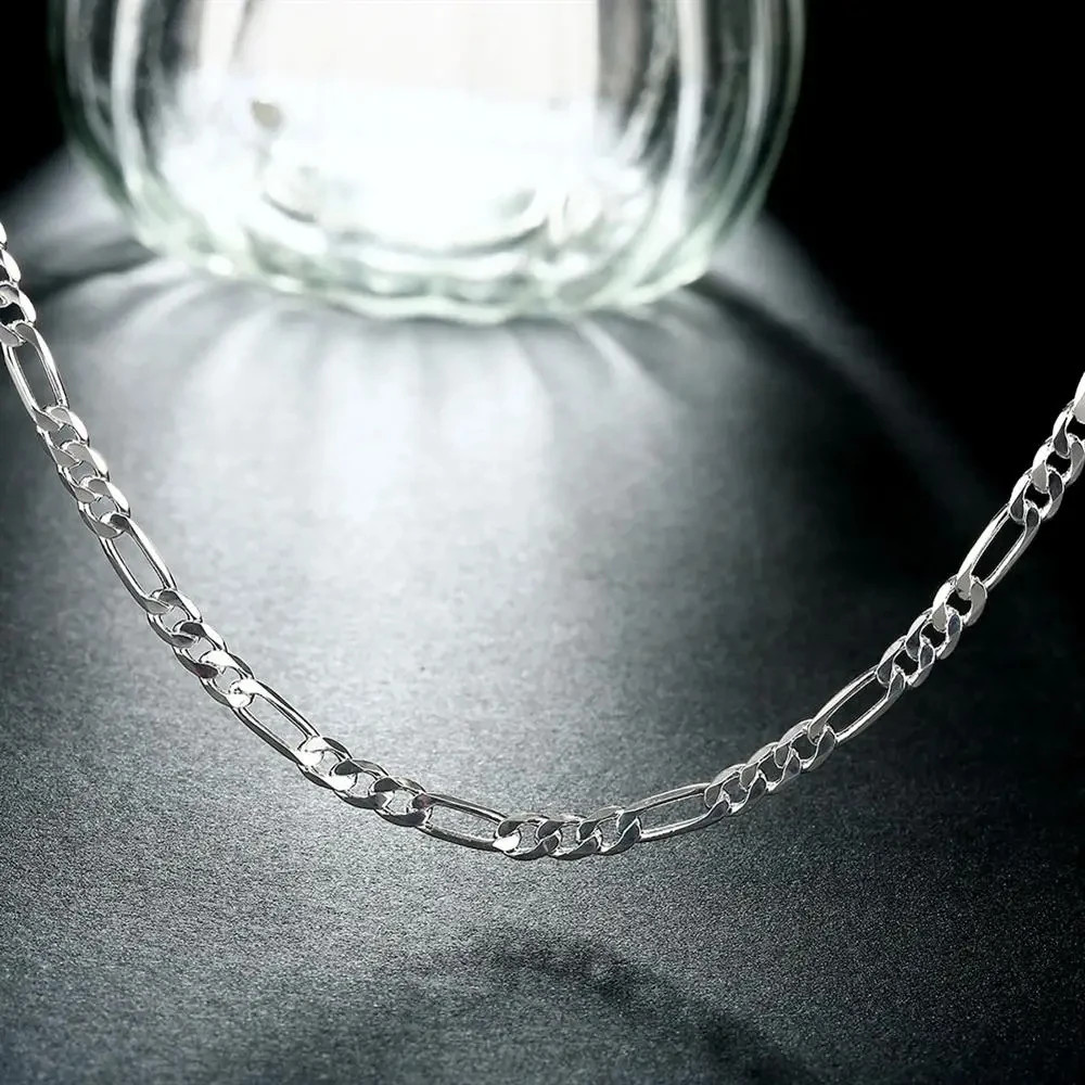40-75cm 925 Sterling Silver 16-30″” Fine 4MM Chain Necklaces