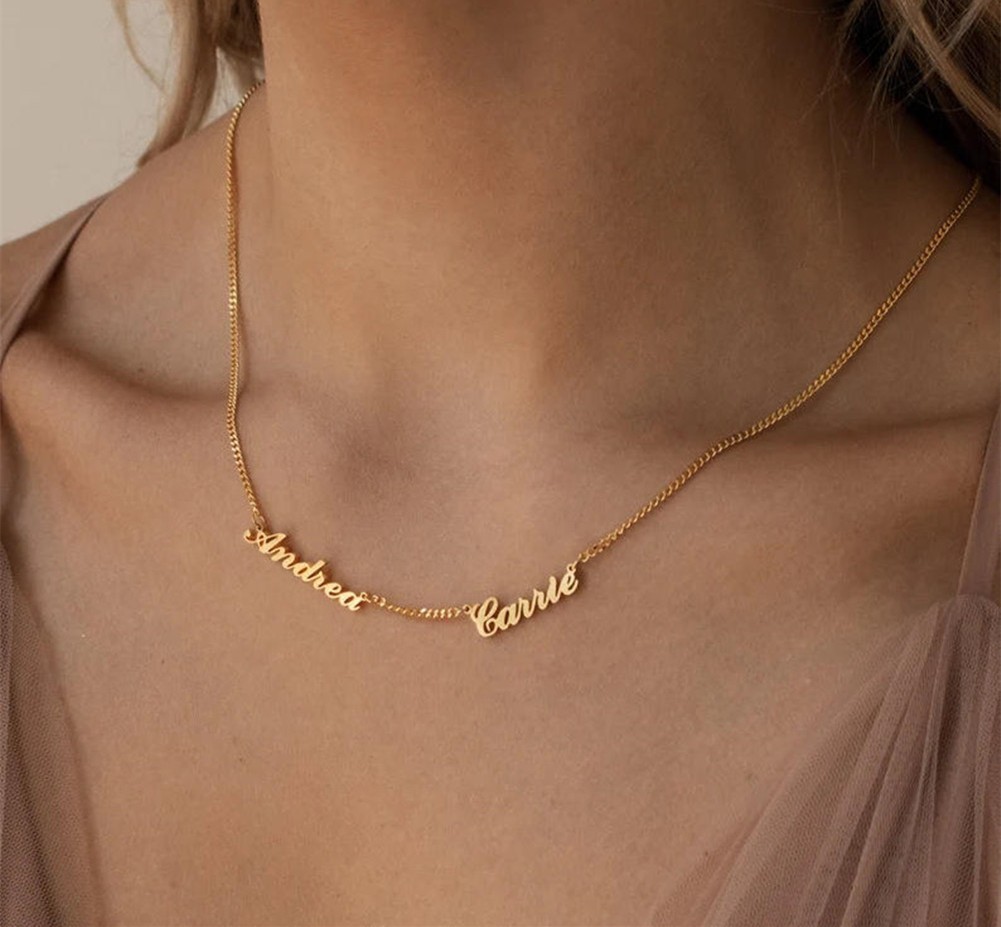 Personalized Double Names Necklace Pendant for Women Custom Made with 2 Names