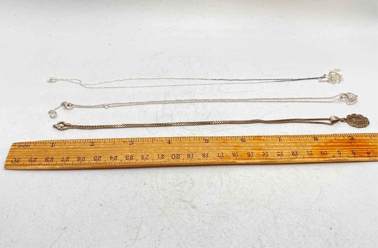 Sterling Silver 925 Jewelry Lot 3 Pendant Necklaces Twisted Hoop Earrings 14.3g