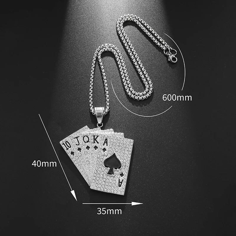 Fashion Jewelry Gold Or Silver Poker Royal Flush Pendant Necklace 555