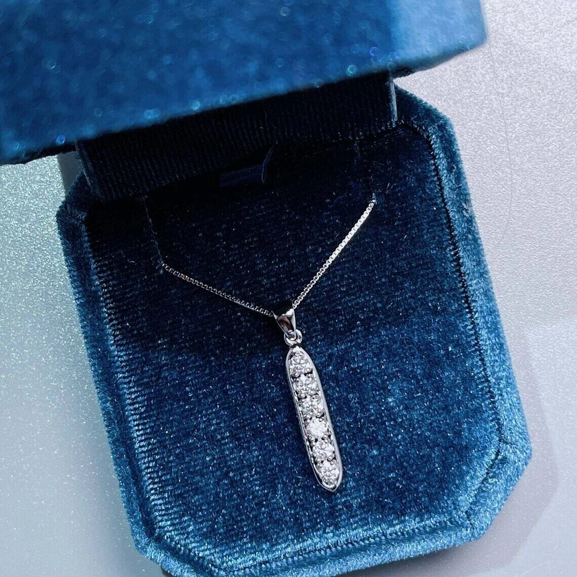925 Silver Journey Pendant Round Cut Simulated Diamond In 14K White Gold Plated