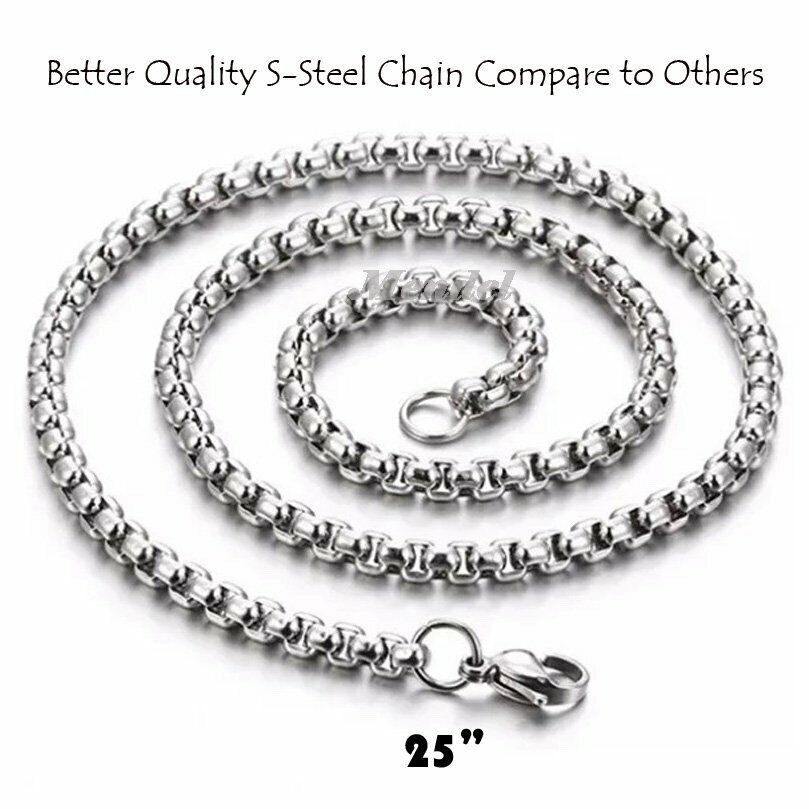 MENDEL Mens Stainless Steel Punk Boys Joker Clown Pendant Necklace Jewelry Chain