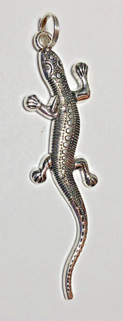 2″ long GECKO LIZARD SALAMANDER charm pendant for a necklace! US Seller!