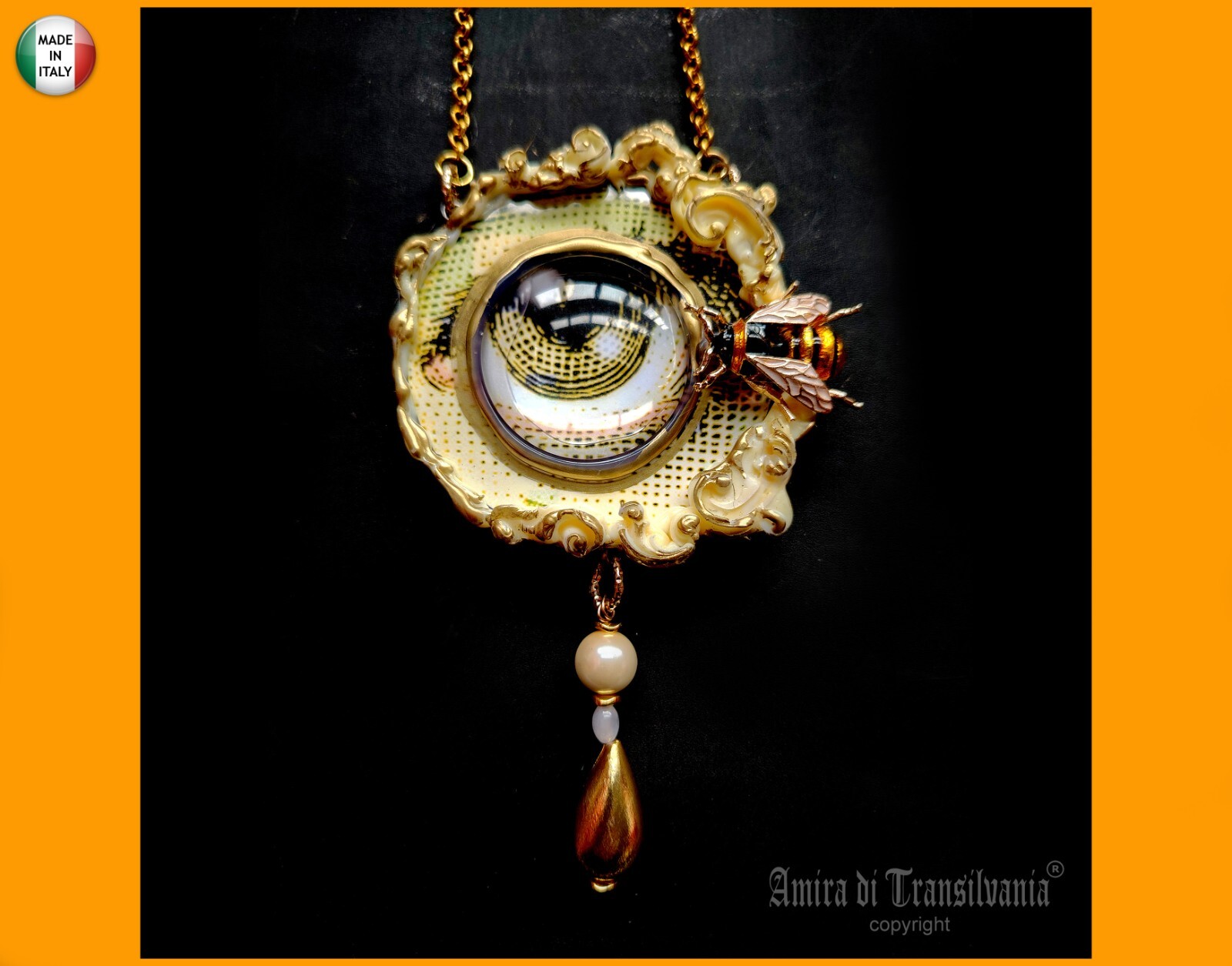 Luxury Jewellery Woman Jewel Necklace Pendant Honey Bee Nest Magic Eye Jewelry