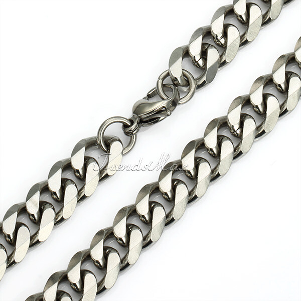 Men’s Curb Cuban Chain Necklace Stainless Steel 11mm 18″-36″ Valentine’s Gift