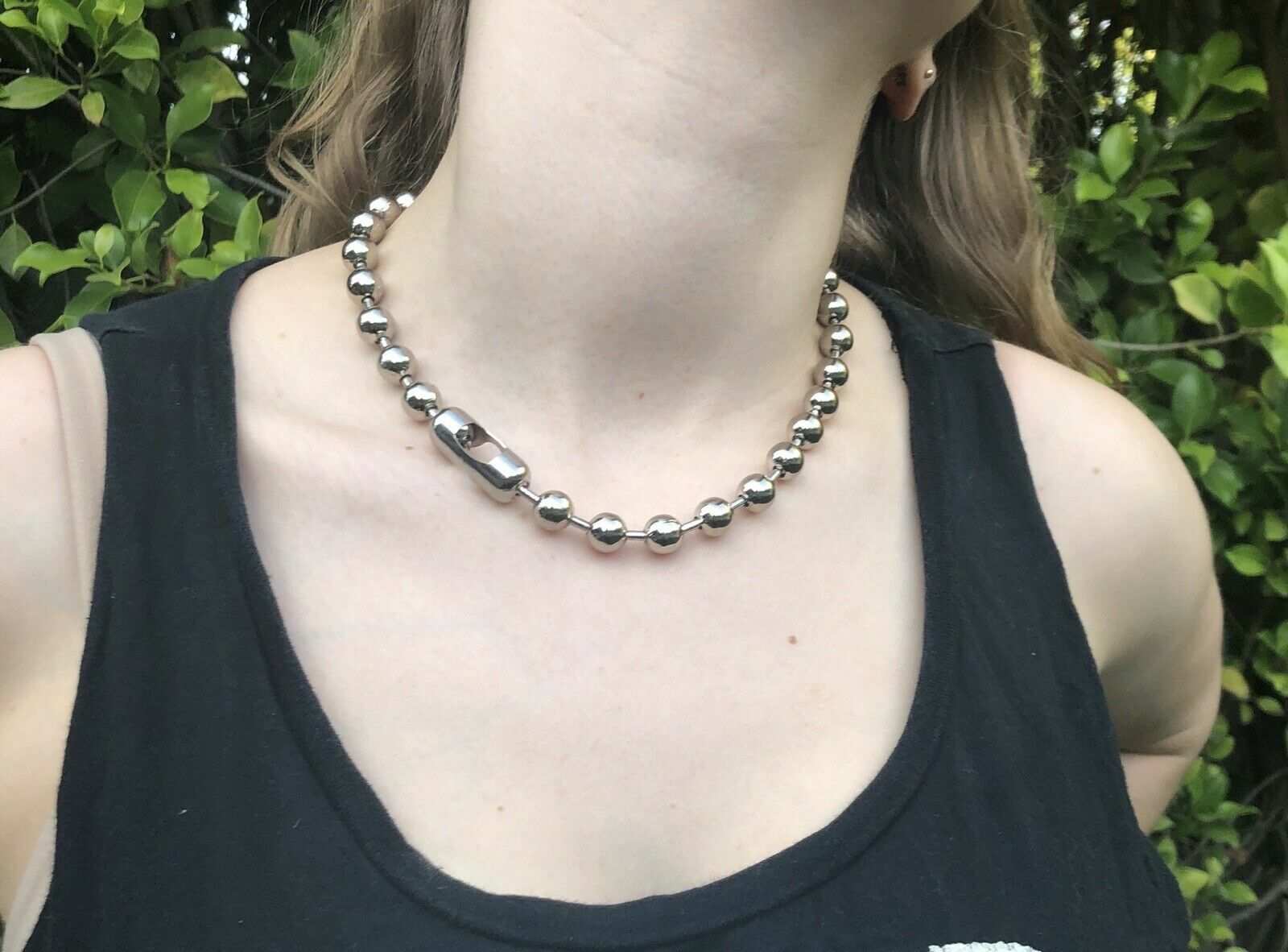 12mm Ball Chain Necklace Choker 18″ ~ NPS Steel Beads 1/2″ ~ Danny Count Koker