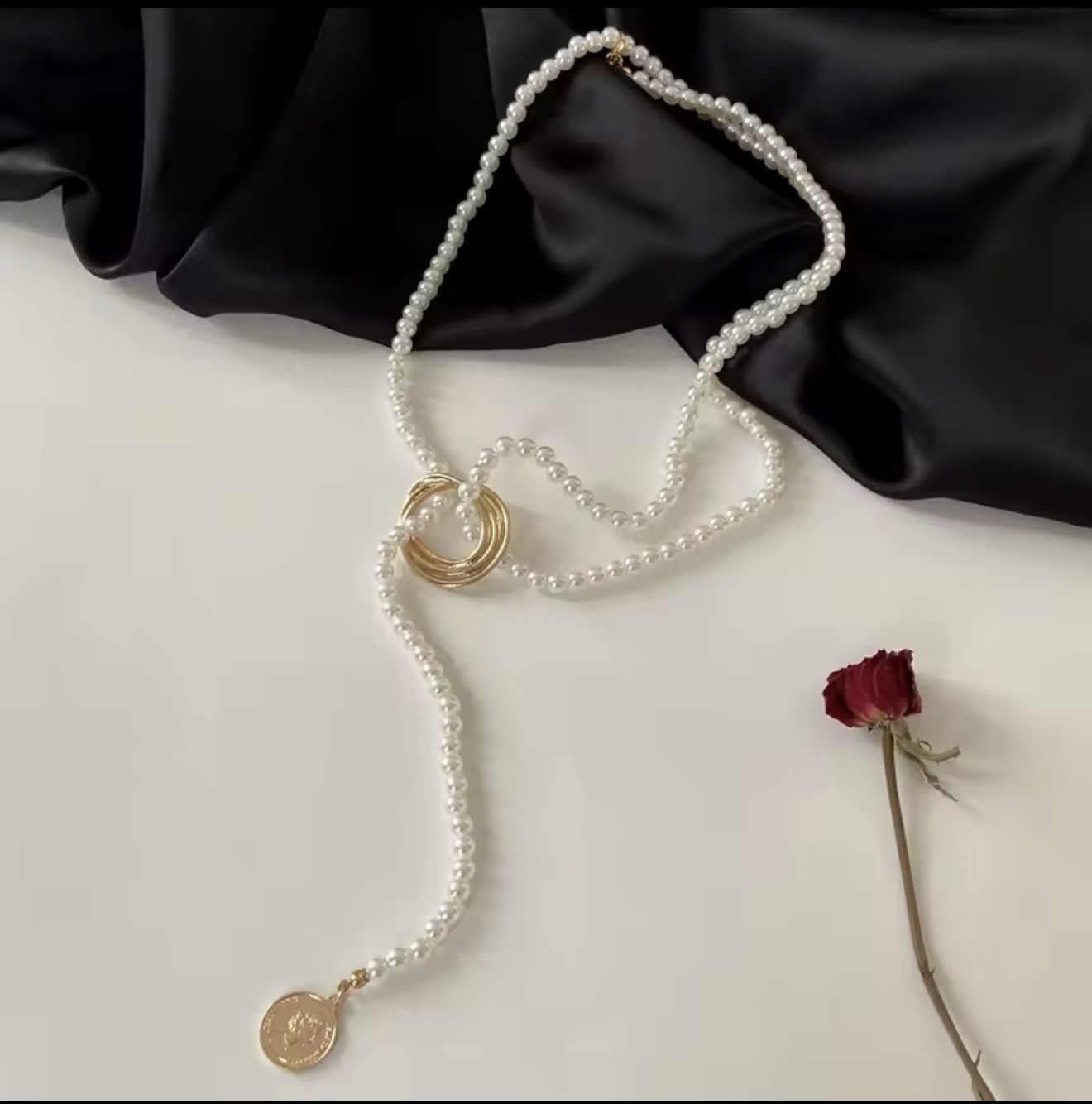 Pearl Fashion Pendant Necklace, Elegantly Beaded & Long Collar Chain Accessories