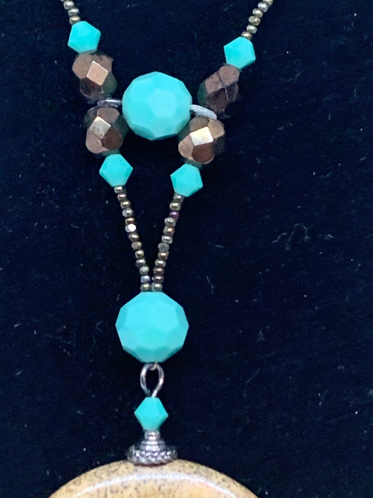 Jasper & Glass Bead Necklace Earrings Set Nickel Lead Free Made In USA Southwest
