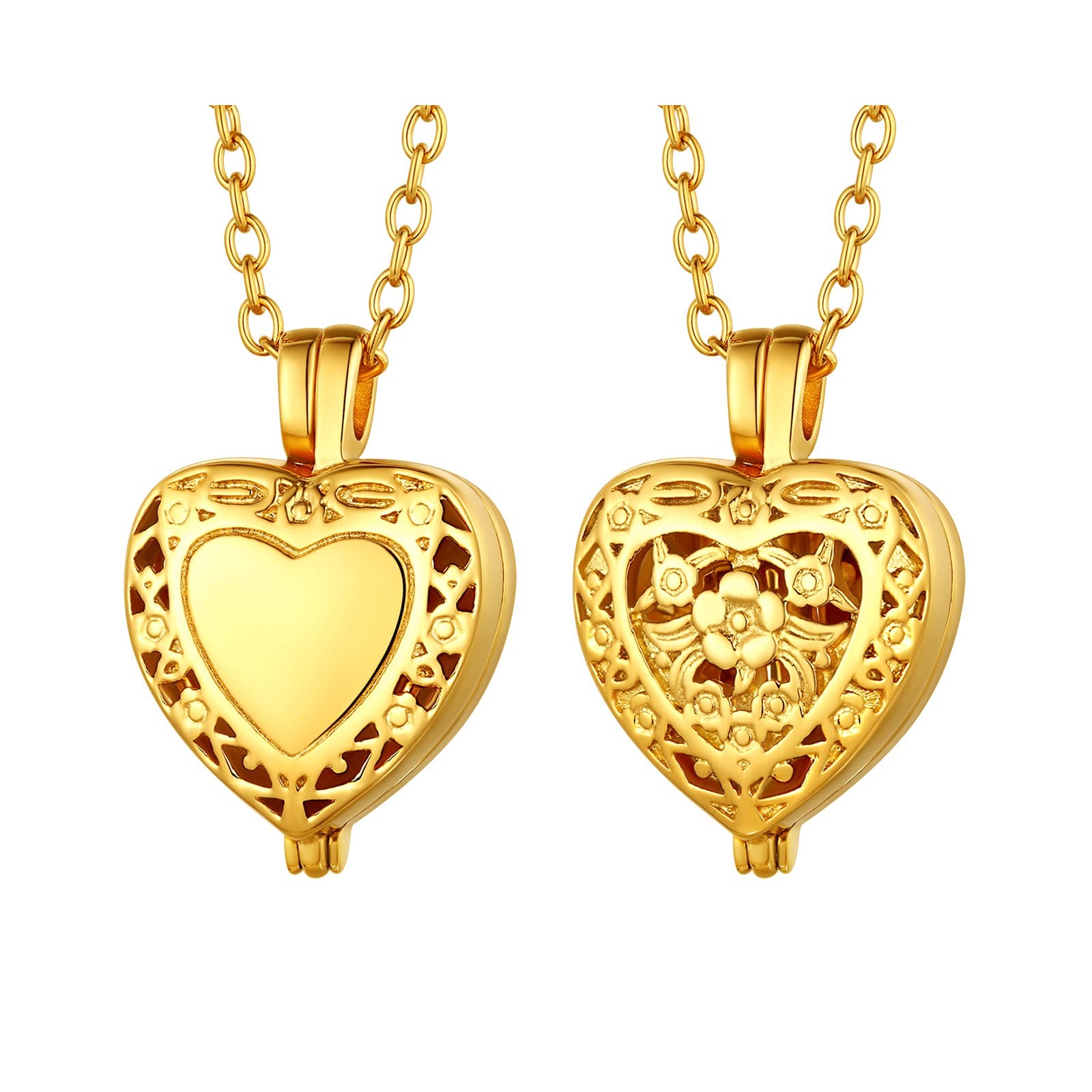 Vintage Urn Necklaces for Ashes Heart Locket that Hold Hairs Human Ash 18K Go…