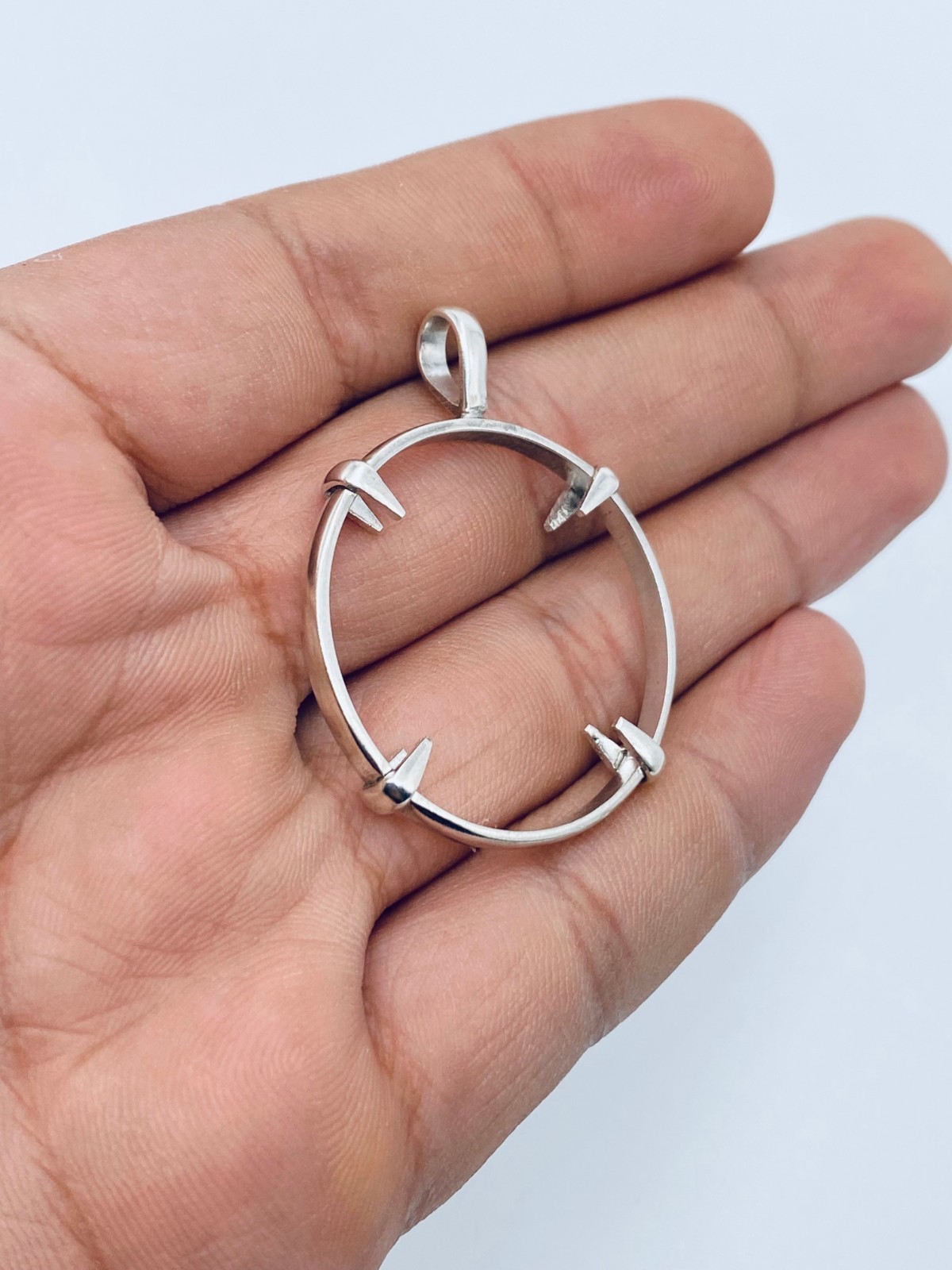 925 Solid Sterling Silver Round Pendant Blank Bezel Holder Coin Handmade