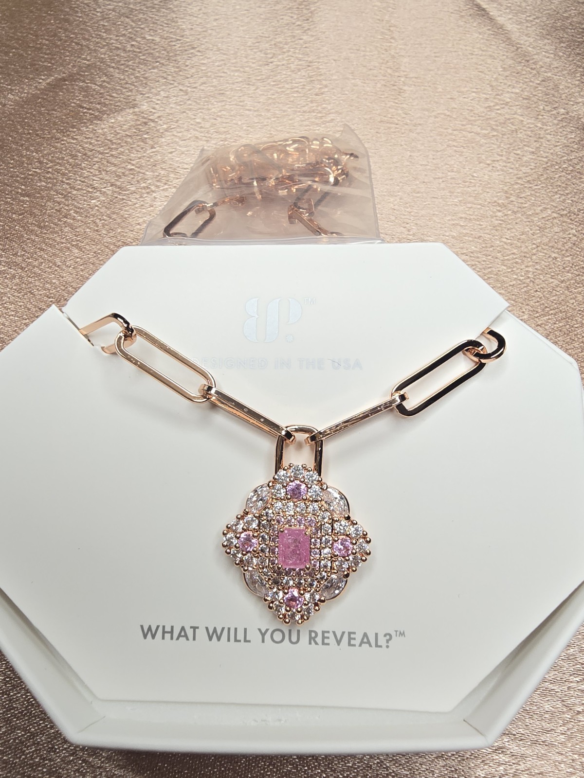 BP Every Shine Remembered Lab Created Pink Crystal Rose Gold NK85491 Necklace