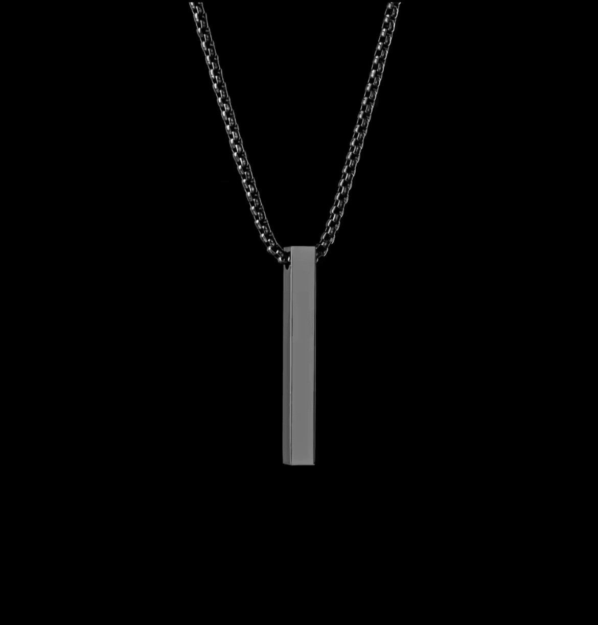 Minimalist Bar Pendant Necklace Stainless Steel 24” Chain Gold Silver Black