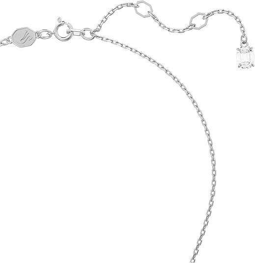 Swarovski Matrix Heart Necklace Clear Baguette Cut Crystal Rhodium Finish