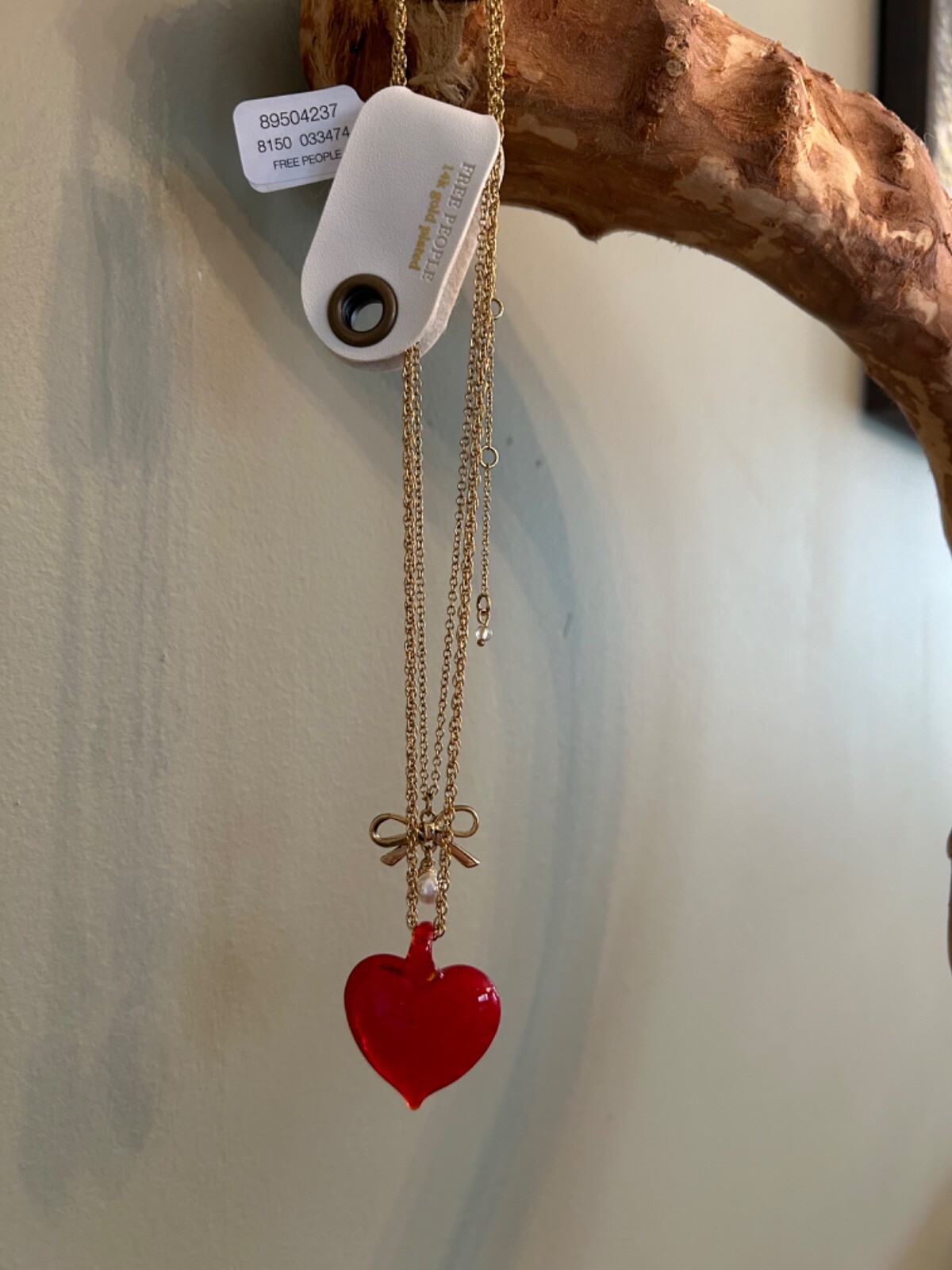 free people necklace half past nine 14ct gold plated red heart Valentine’s Day