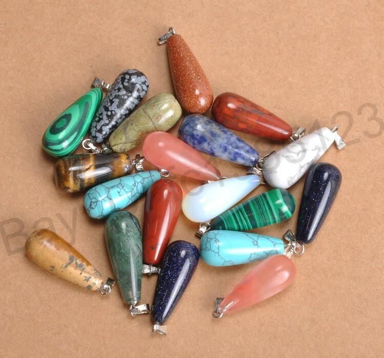 Wholesale NATURAL GEMSTONE Teardrop Charms Necklaces Pendants Earrings 20MM