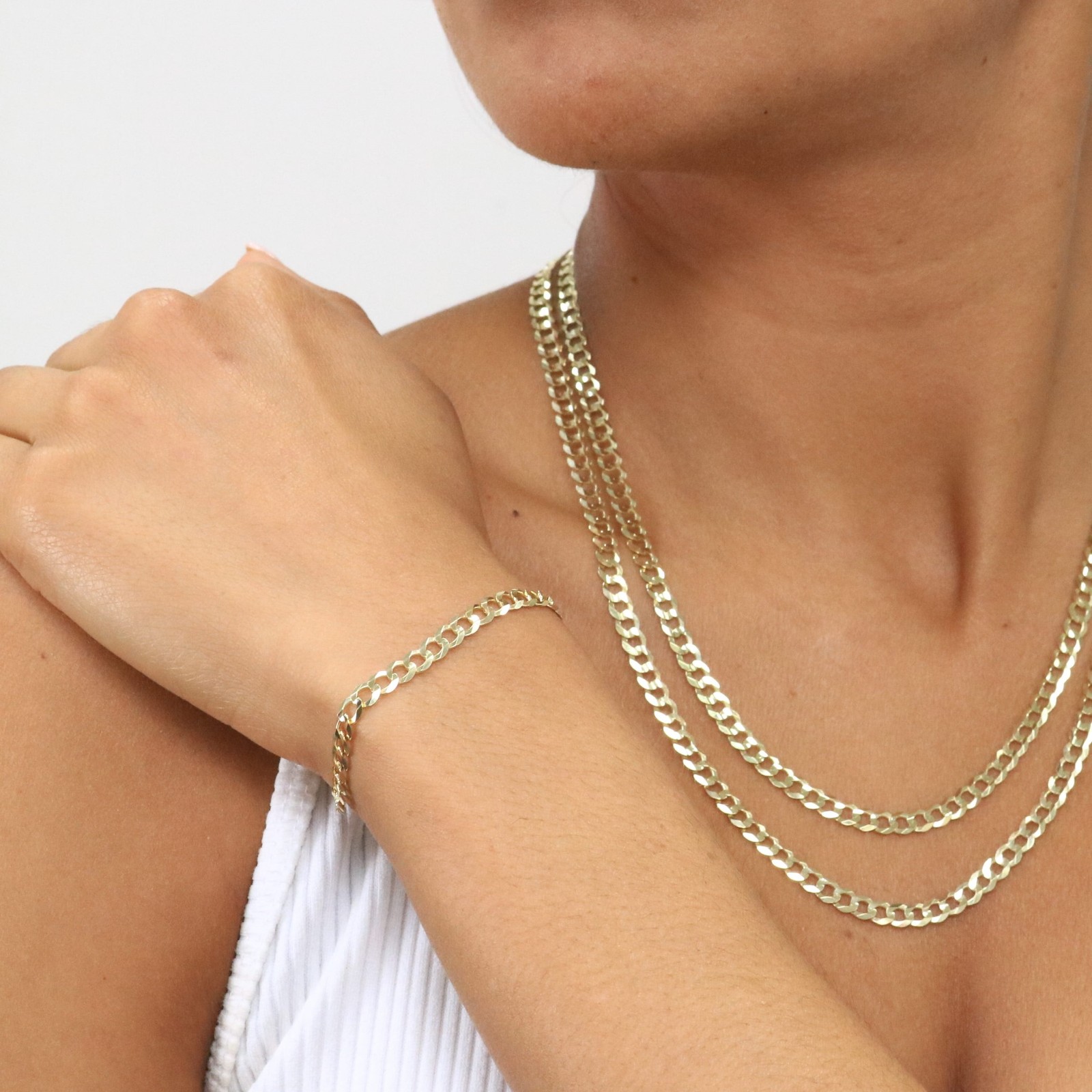 10K Solid Yellow Gold 5mm Cuban Curb Chain Link Bracelet Mens Womens 7″ 8″ 9″