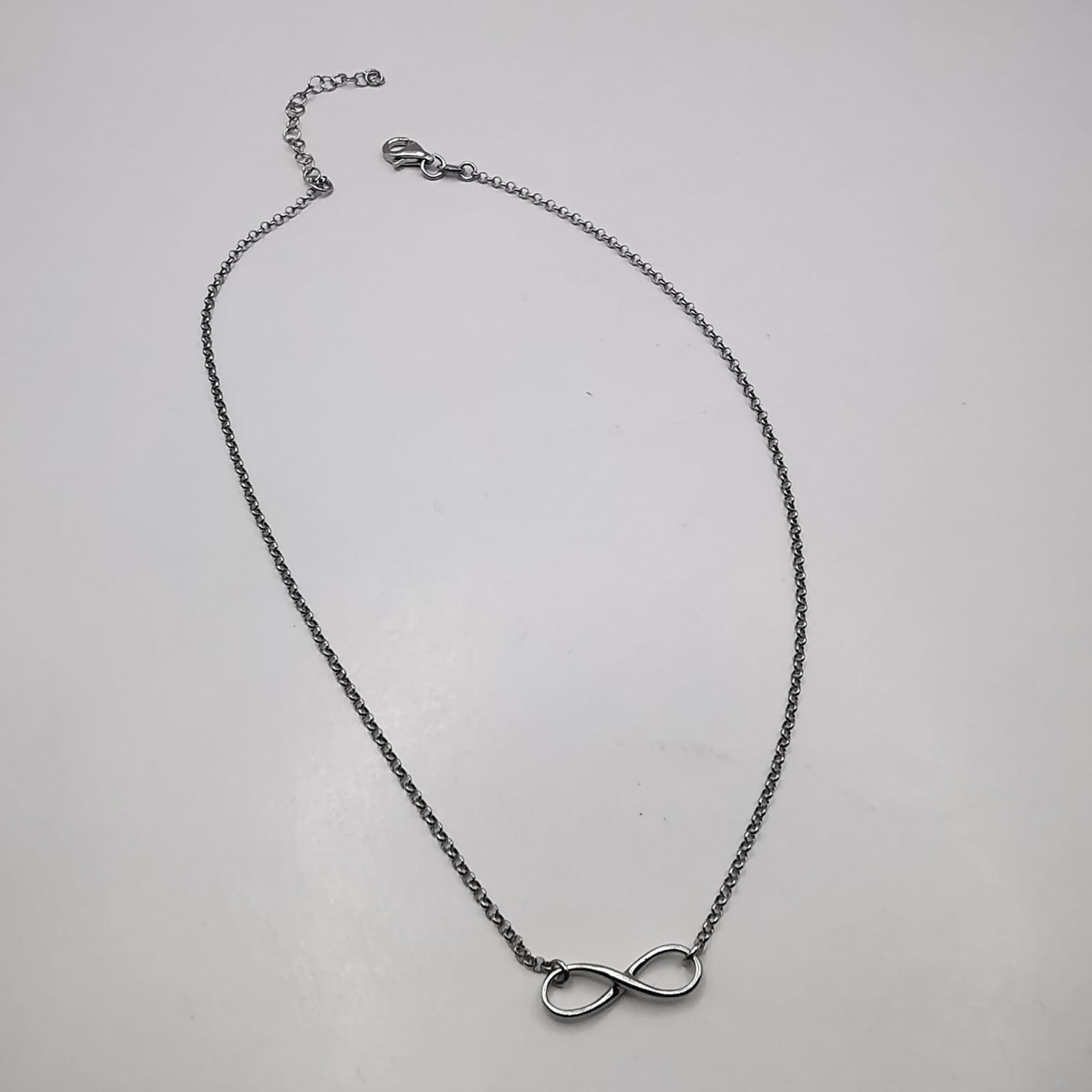 Vintage 925 Sterling Silver Infinity Rolo Chain Necklace 3.85g Adjustable 15-17″