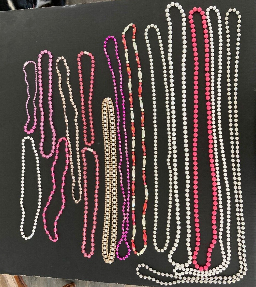LOT OF 15, Mixed PINK THEME Mardi Gras or DRESS UP Beads…FUN