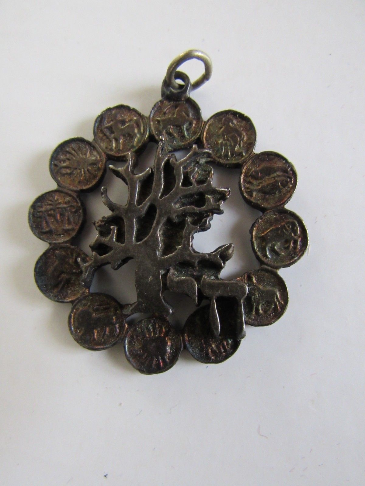 Tree of Life with Zodiac Signs Vintage Silver Tone Pendant