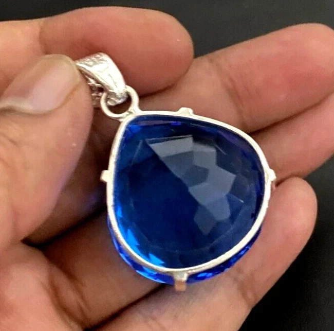 80 CT+ Flawless Blue Tanzanite Pendant 925 Sterling Silver Plated Jewelry