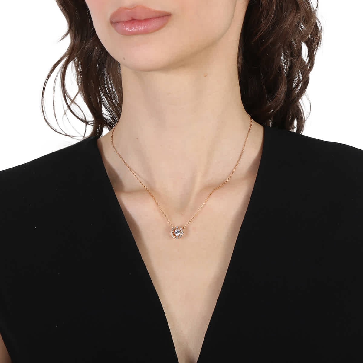 Swarovski Sparkling Dance Round Necklace in Rose Gold