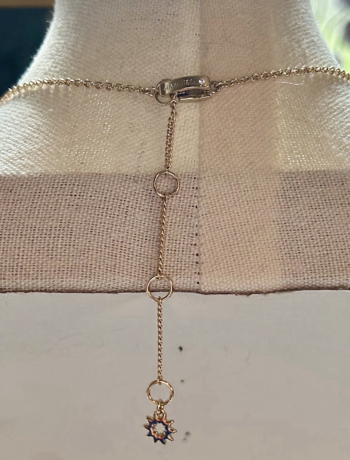 Marchesa Gold Tone Red Crystal Pavé Teardrop Pendant Necklace Lobster Clasp
