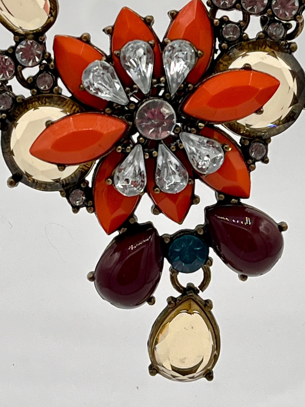J Crew Multicolor Rhinestone Flower Adjustable Statement Necklace |Back to Schoo