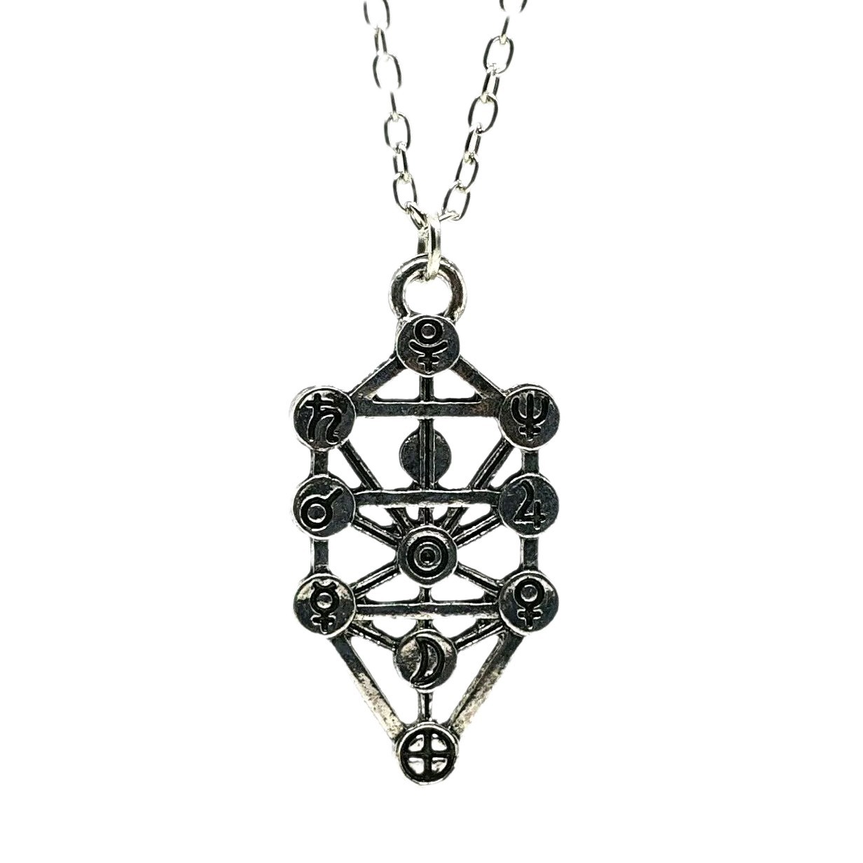 Tree of Life Kabbalah Pendant Necklace Geometric Silver Jewish Sefirot Jewellery