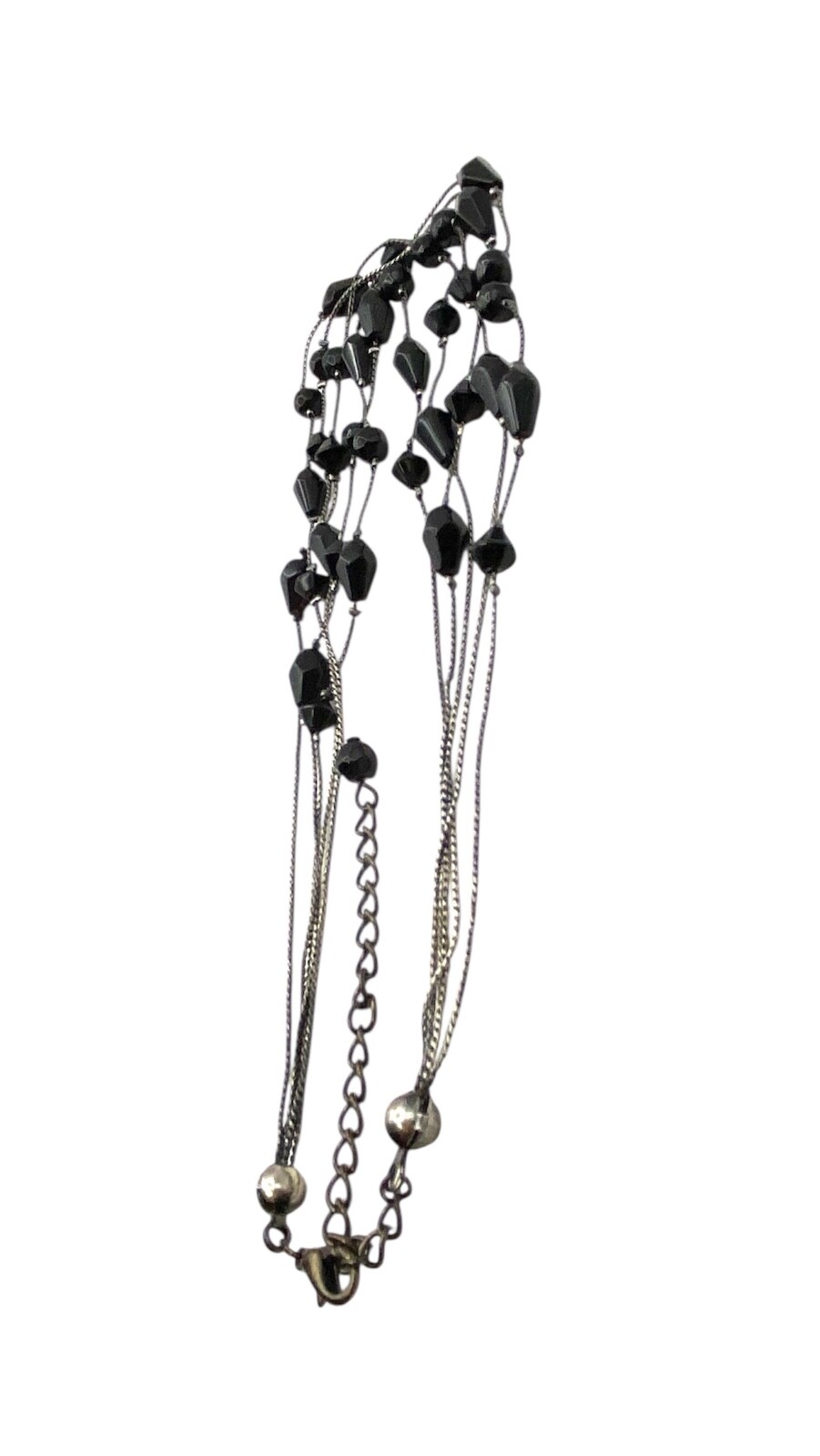 Gothic Black Glass Beads Layered Necklace Multistrand 18″ Gunmetal Gray 5 Strand