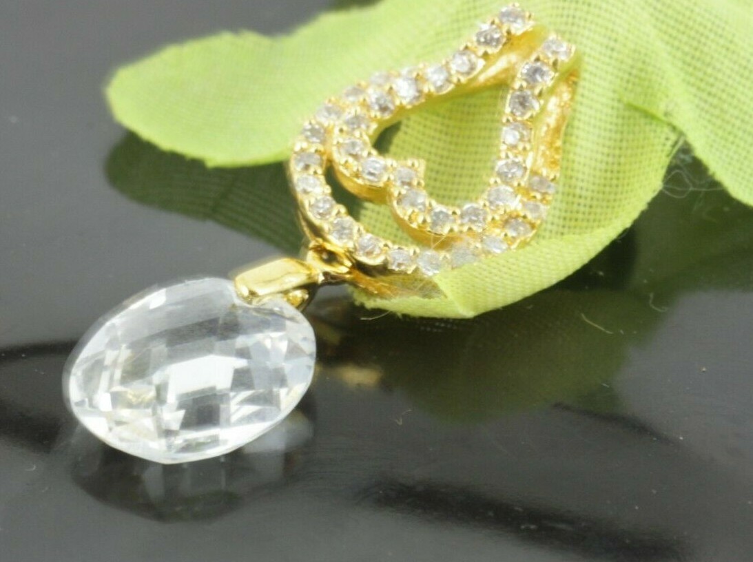 Elegant 18CT Yellow Gold Filled Water Drop Clear/Brown CZ Pendant N-A787 Gift