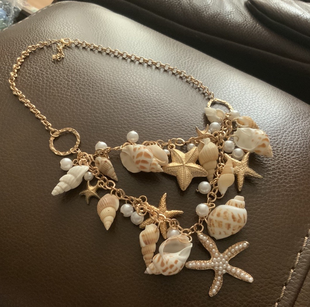 Seashell Starfish Necklace Pearl Zara Conch Mermaid Cruise Collar Gold Boho Ring