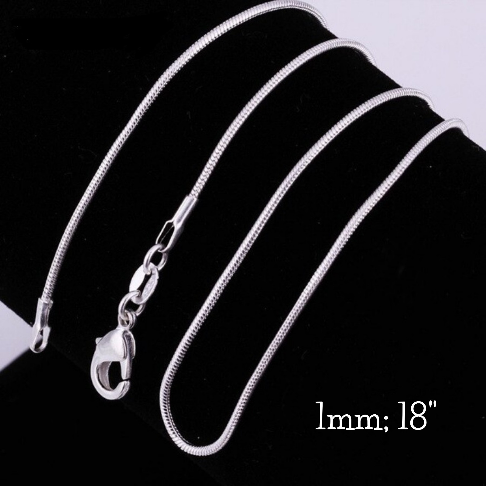 1mm Sterling Silver Snake Chain Necklace 18″ Alone or Great for Layering