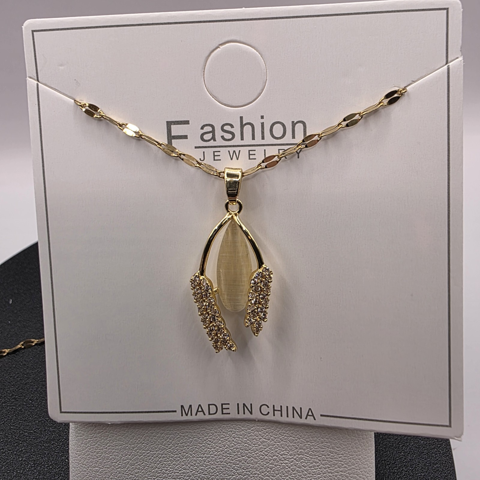 Stainless Steel Copper Plated 16″Necklace w/25mm Cz Fashion Pendant