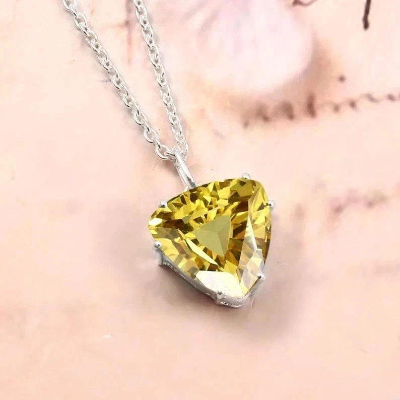 Natural Certified 40 CT Yellow Zircon Loose Gemstone Pendant 925 Solid Silver