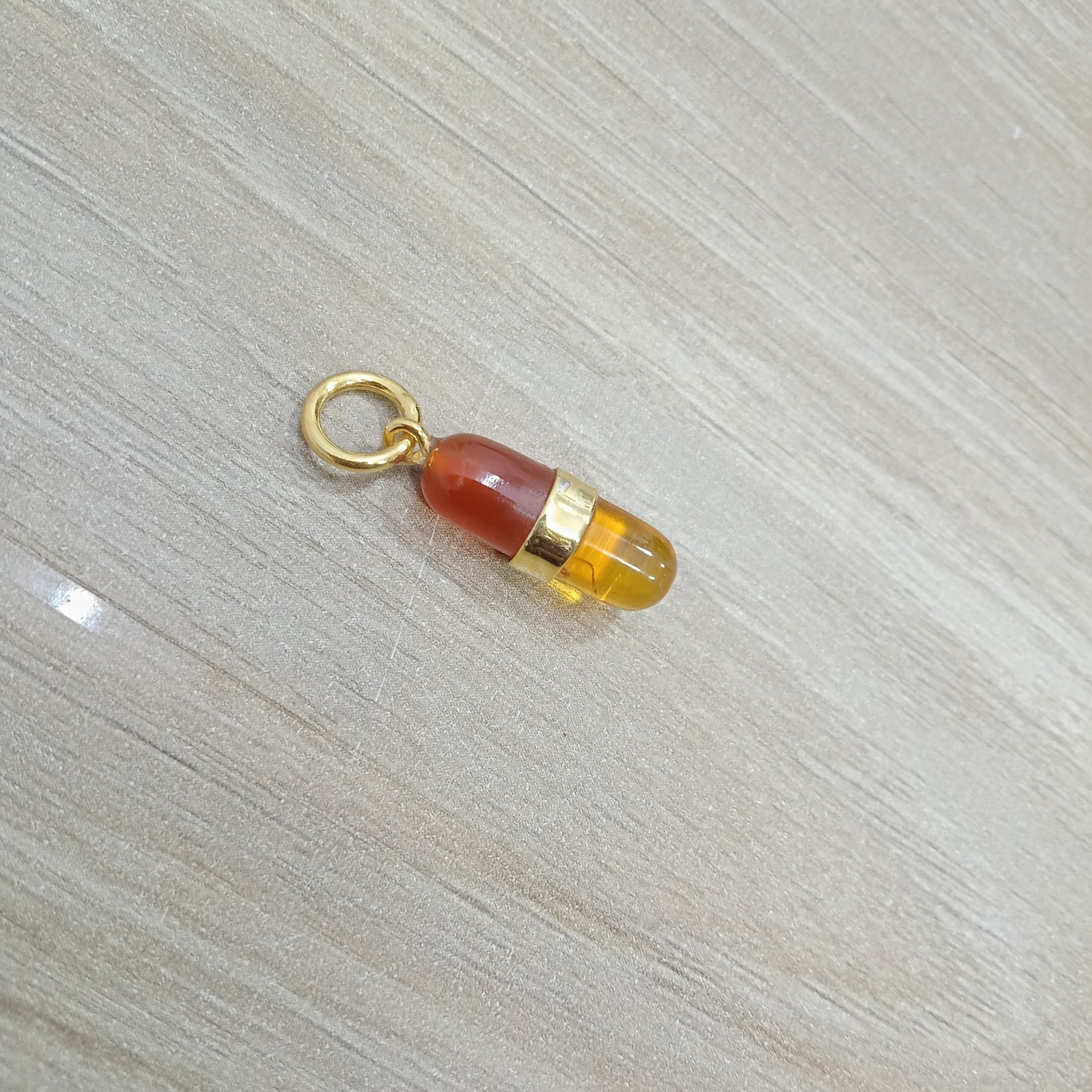 Vermeil Pill Capsule, 18k Gold Pill Charm, Carabiner, Pill Pendant, Tases Stones