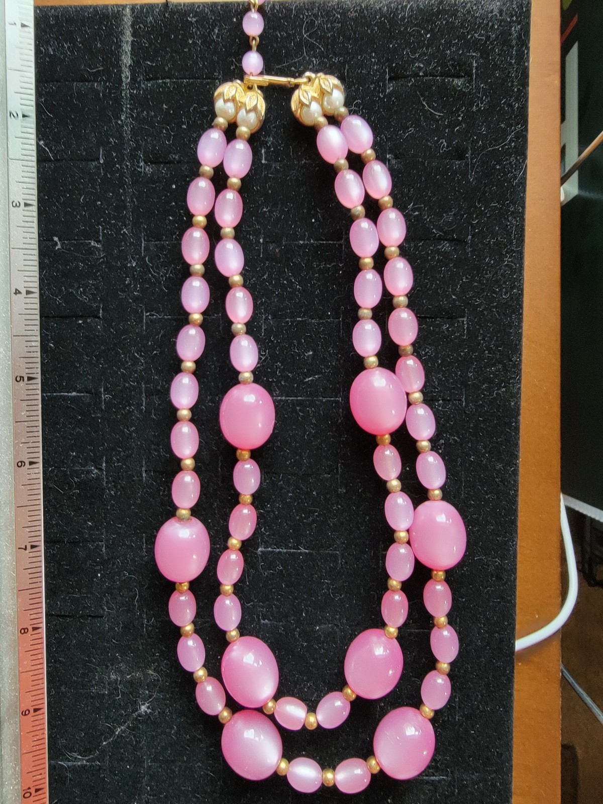 Pink And Gold Beaded Necklace
