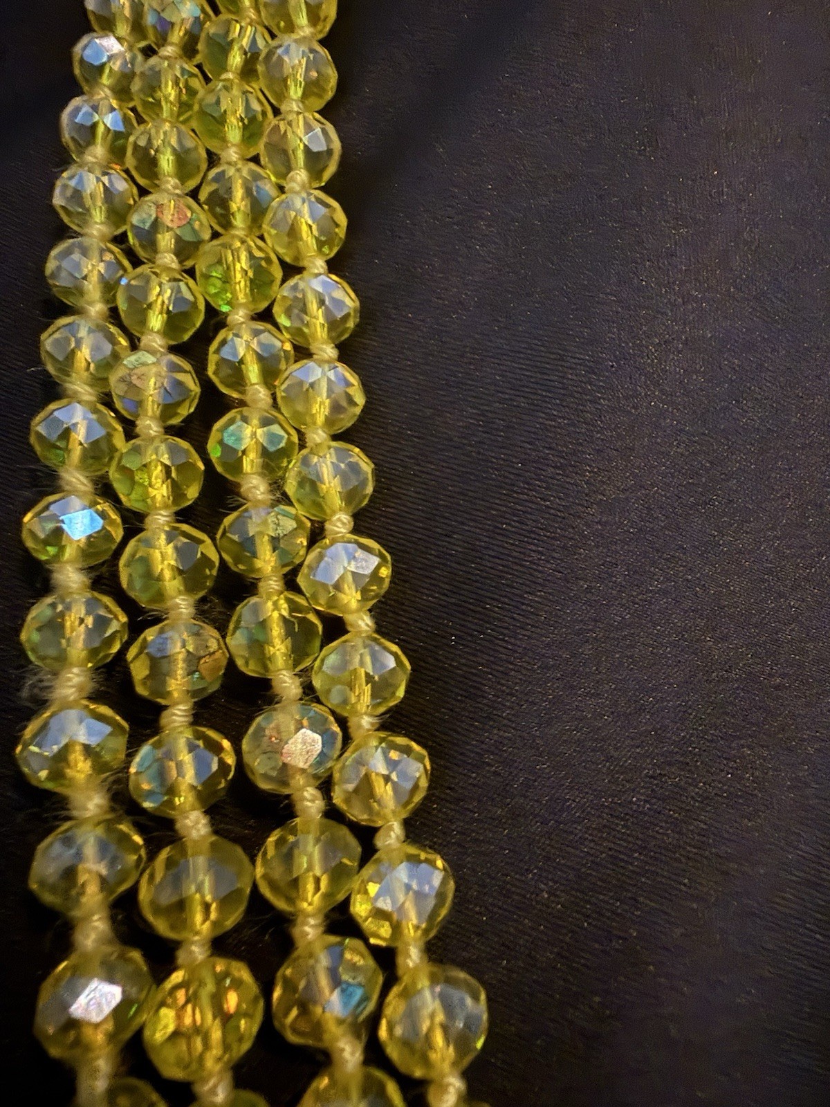 Yellow Crystal Round Beaded Multi-Strand Statement Ball/Bead Necklace