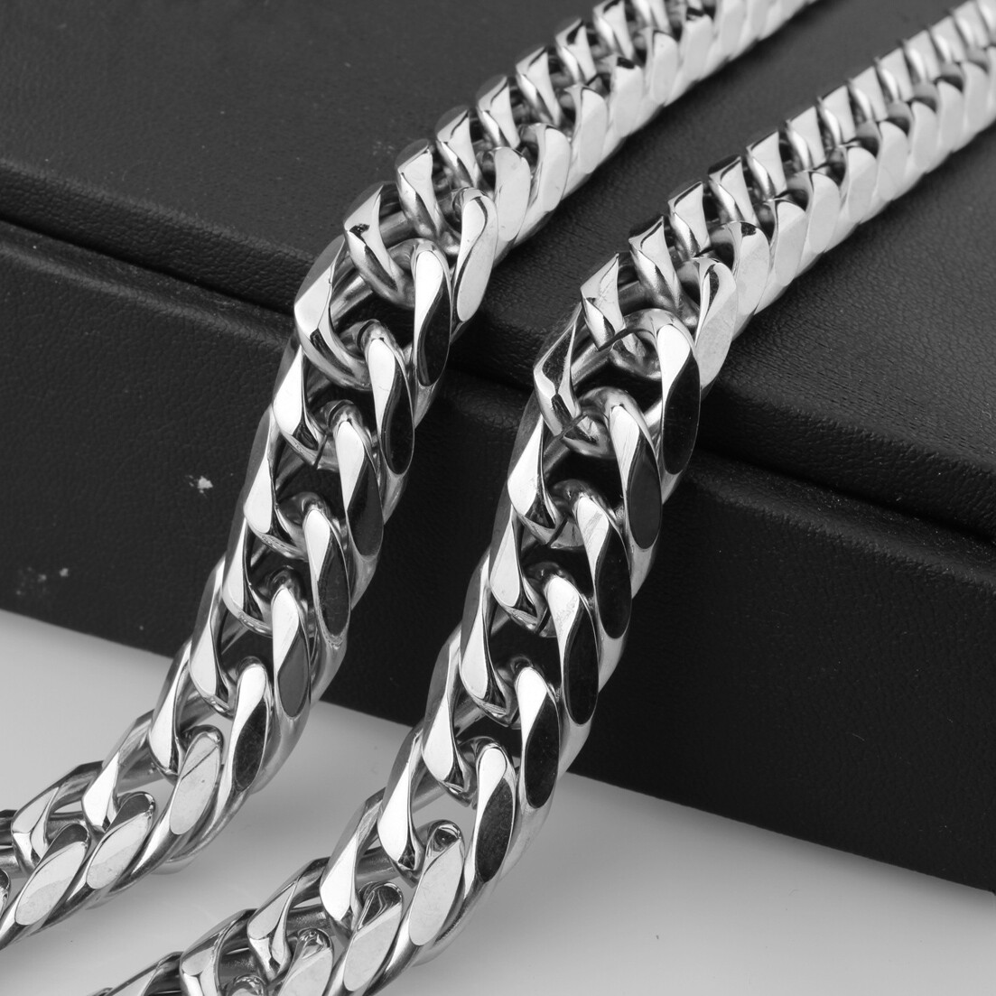 9-21mm Heavy Strong Men’s Stainless Steel Curb Cuban Link Chain Necklace