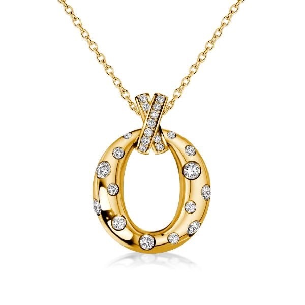 Italo Flush Setting Oval-Shaped Pendant Necklace