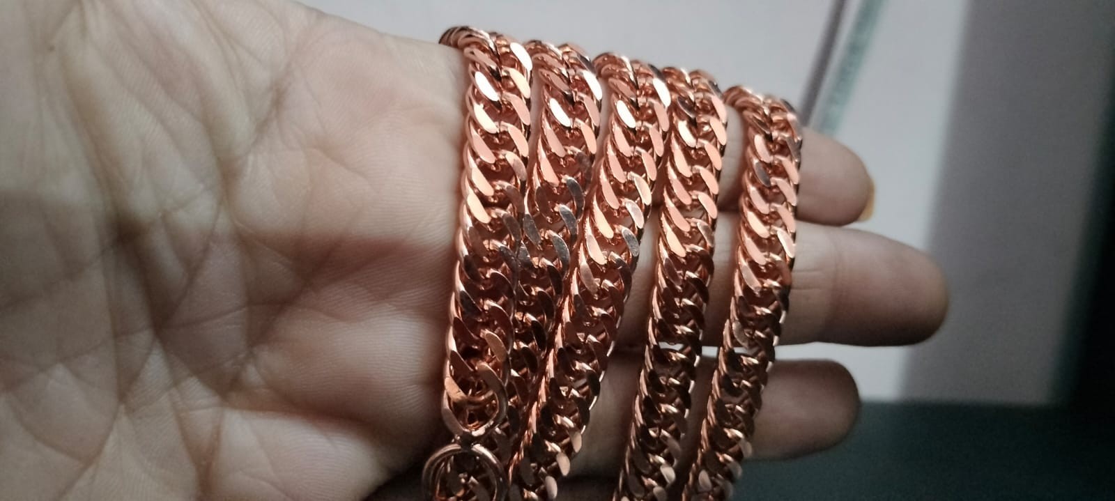 Pure Solid Coppe Chain Solid Arthritis Cuban Chain Curb Link Rider Unisex chain