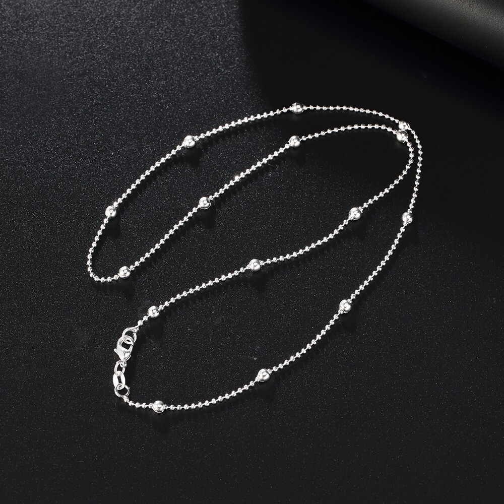 16″-24″ Mens Womens 925 Sterling Silver 1mm/3mm Thick Ball Bead Chain Necklace