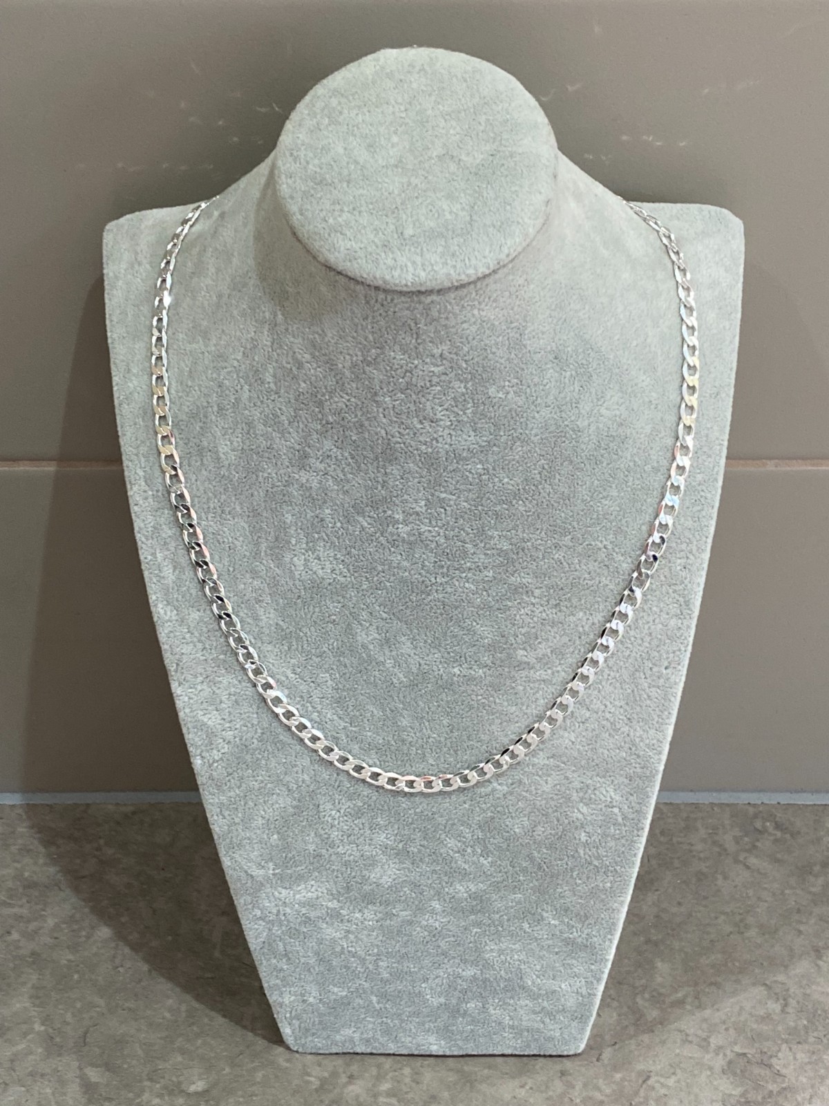 Mens Silver Plated Flat Curb Link Chain Necklace 20″ (50cm) 6mm Thick