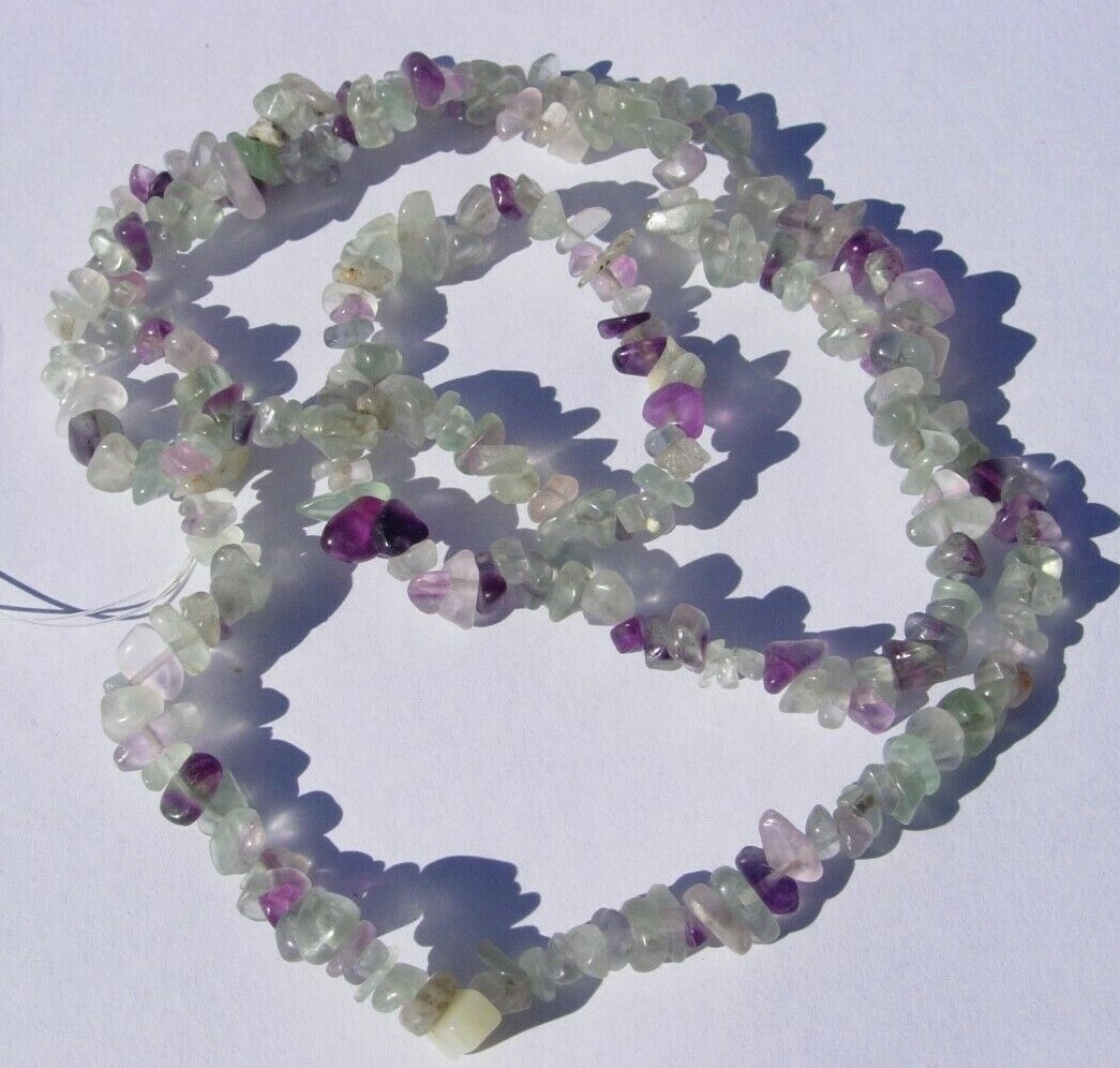 Multi Fluorite crystal chip bead strands about 34″ long Reiki
