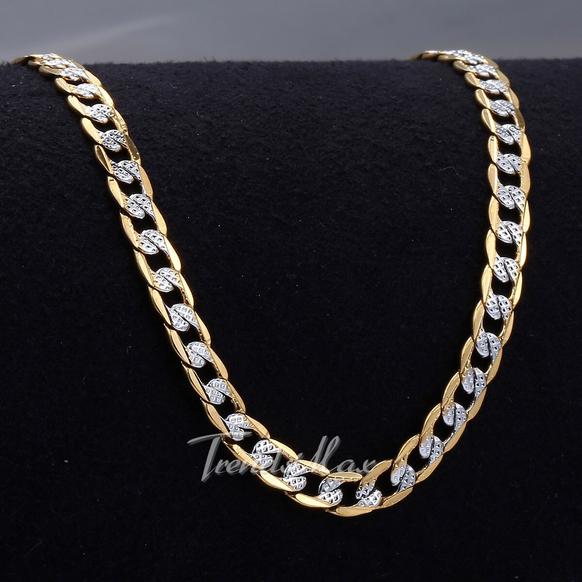 4mm Mens Womens Chain Silver Yellow Gold Filled Curb Link Necklace 18 20 22 24”