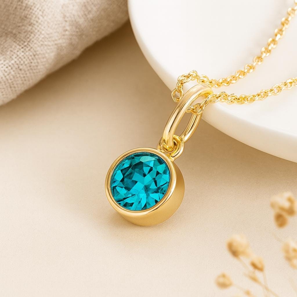 4Ct Prong Pendant Lab Created Topaz Necklace 14K Yellow Gold Over Women Birthday