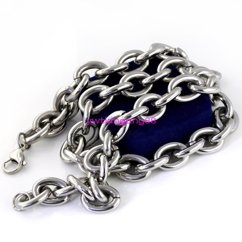 7″-40″ Heavy & Huge Mens 316L Stainless Steel Silver Big O Link Chain Necklace