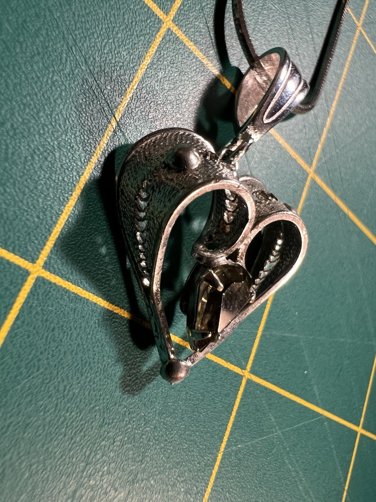 Beautiful 925 Sterling Silver Heart Detail Smokey Quartz Pendant And 20” Chain