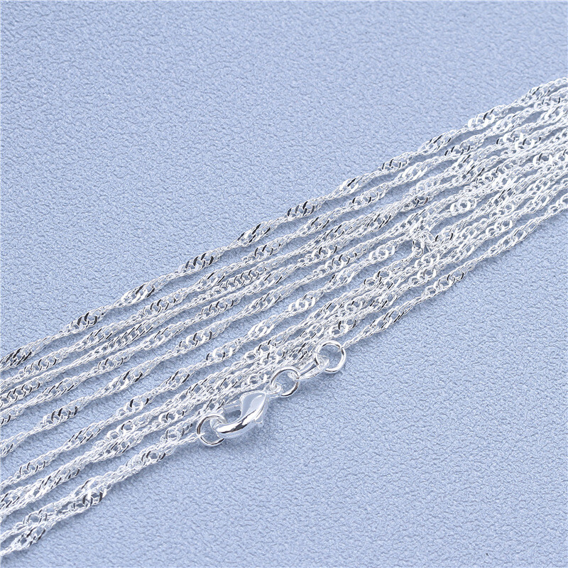 10pcs 925 Silver Water Wave Necklace Jewelry Fashion Chain Accessories Wholesale