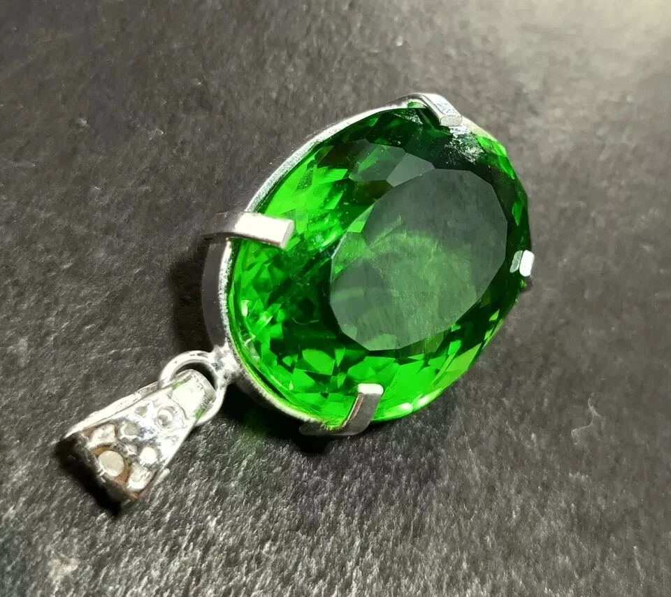 70 CT+ Flawless Green Topaz Pendant 925 Sterling Silver Plated Jewelry Best Gift